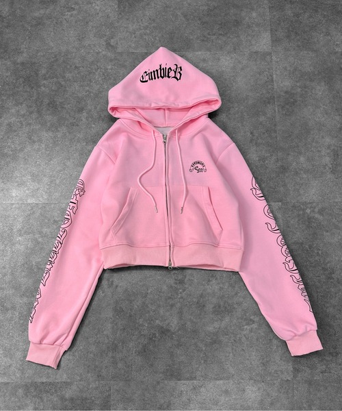 セール】【jiasecond.】ゴシックプリントダブルジップパーカー