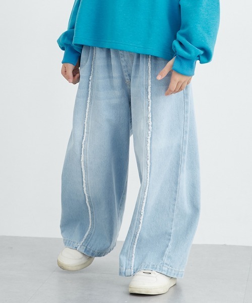セール】フリンジデニムワイドパンツ（デニムパンツ）｜QUNTSTYLE