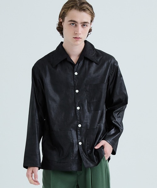 Jieda（ジエダ）の「フェイクレザーオープンカラーシャツ/FAKE LEATHER