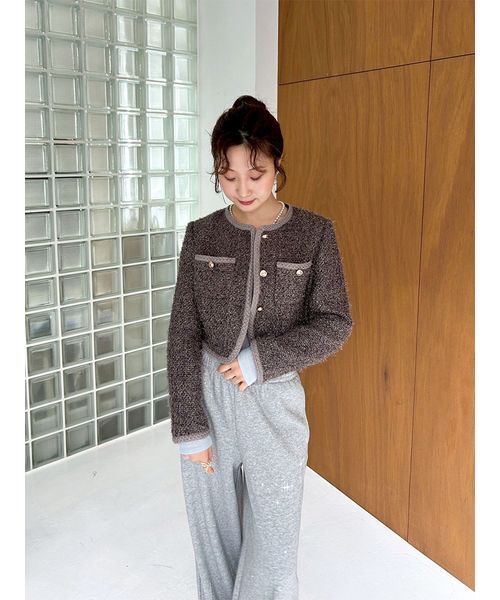 LILY BROWN（リリーブラウン）の「ツイードショートジャケット（ノー