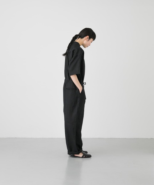 かぐれ（カグレ）の「リネンハーフスリーブオールインワン（サロペット