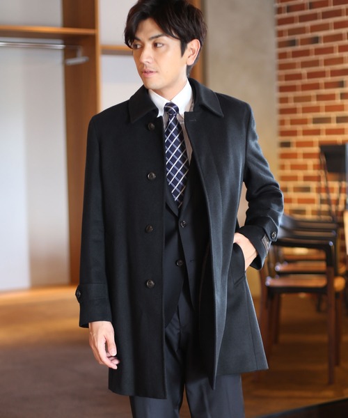HALEINE]ステンカラーコートメンズカシミヤ100%（ステンカラーコート