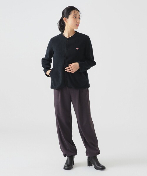 DANTON / ノーカラー フリース ジャケット（ノーカラージャケット