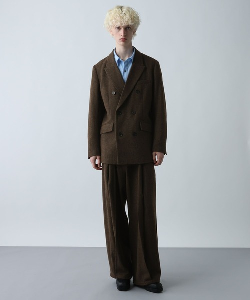 セール】【SET UP対応】ツイードダブルジャケット(HARE)（テーラード