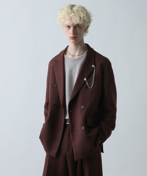 セール】【SET UP対応】ツイードダブルジャケット(HARE)（テーラード