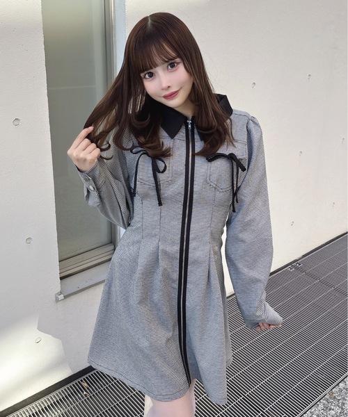 セール】長袖フロントジップワンピース（ワンピース）｜one way