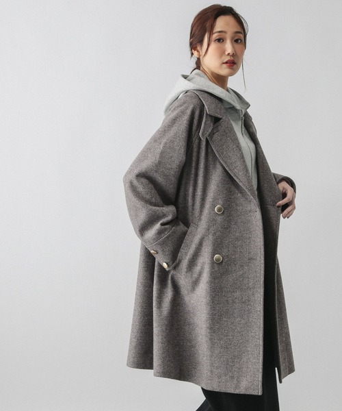 セール】軽やかストレッチ襟2WAYコート/499666（チェスターコート