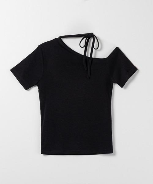 2WAY 】ストラップチョーカーリボンワンショルダー半袖Tシャツ（T