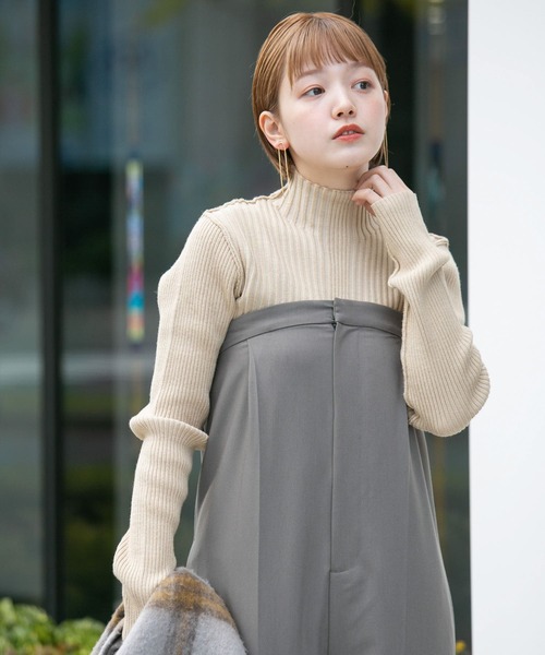 KBF（ケイビーエフ）の「illi ランダムRIBハイネックニット（ニット