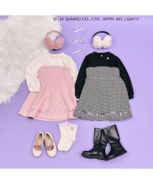 セール】マイメロディ・クロミ/千鳥柄ドッキングワンピース
