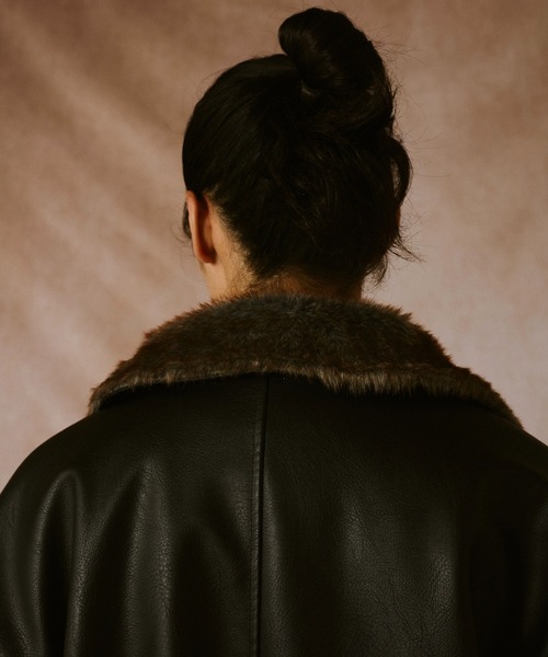 leather/fur faux reversible flight jacket / フェイクレザーファー