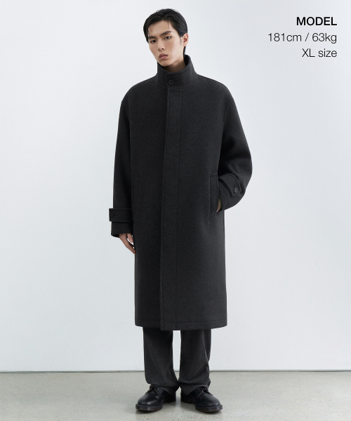 セール】ウールブレンドオーバーサイズハイネックコート