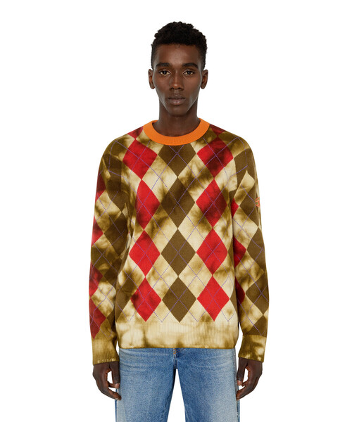 DIESEL（ディーゼル）の「メンズ ニット クルーネック アーガイル