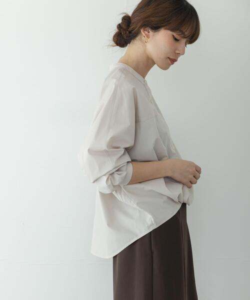 WEB限定』フロントタックバンドカラーシャツ（シャツ/ブラウス