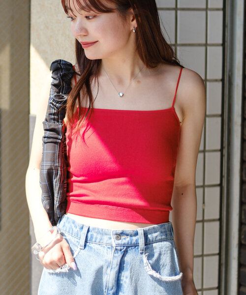 セール】【新色追加/カラバリ豊富】カップ付きクロップドブラキャミ