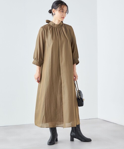 SHIPS別注】kaene:2WAY ボウタイ ロング ワンピース（セレモニー対応可