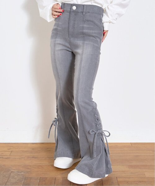レースアップリボンフレアデニムパンツ（その他パンツ）｜LOVETOXIC