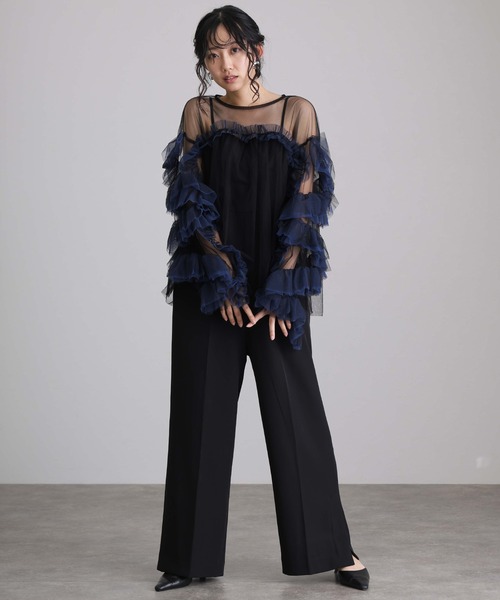 ギャザーチュールトップスオケージョン結婚式パーティー 同窓会