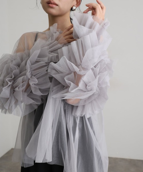 ギャザーチュールトップスオケージョン結婚式パーティー 同窓会