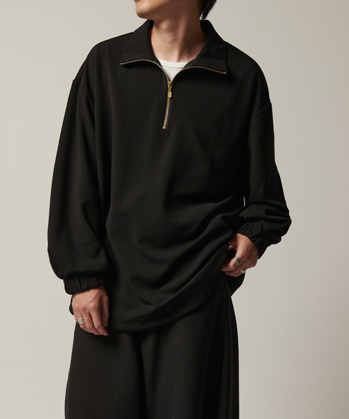 Lui's（ルイス）の「ジョーゼットスタンドハーフZIPカットソー（T