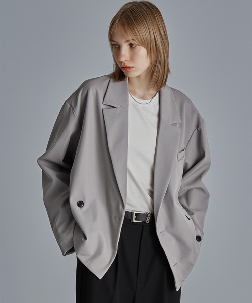 ドレープオーバー ダブルショートジャケット【セットアップ対応