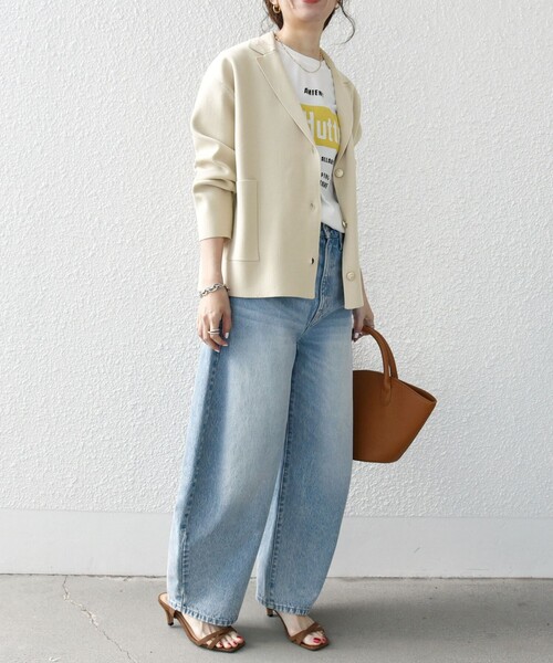 SHIPS any:〈手洗い可能〉テーラード ニット カーディガン ジャケット