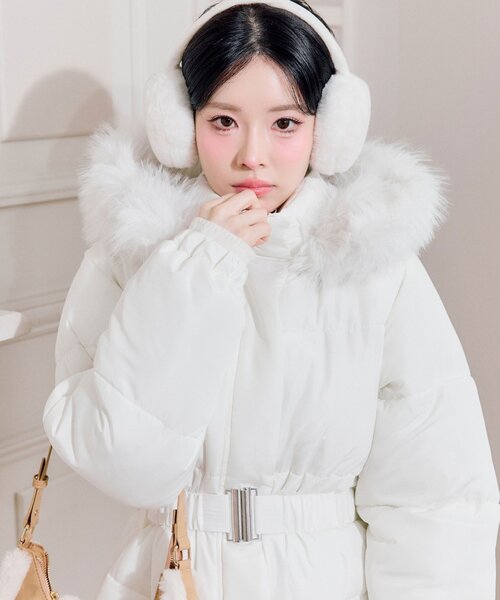 セール】ウエストベルト付き中綿コート（ダウンジャケット/コート