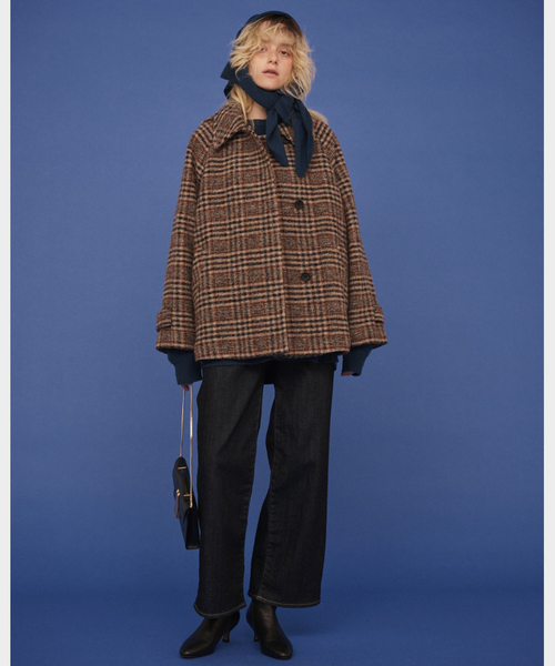 2サイズ展開】ウール混ショート丈スライバーコート（ピーコート