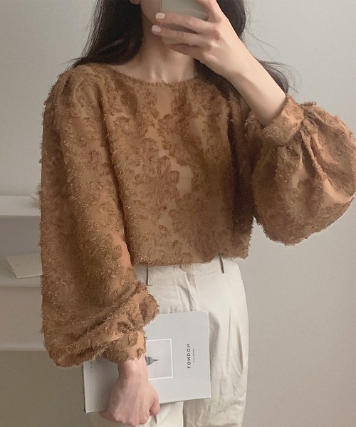 フラワーシアージャガードブラウス（シャツ/ブラウス）｜LAUIR