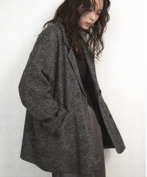 ヘリンボーンオーバージャケット（テーラードジャケット）｜Shelly
