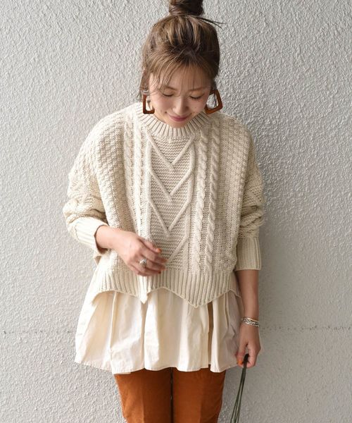 Khaju（カージュ）の「Khaju:ドッキングケーブルニット◇（ニット