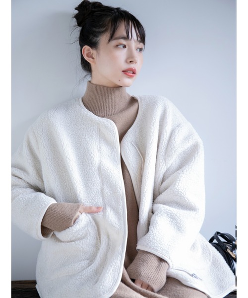 ノーカラーショートボアコート（ノーカラーコート）｜fifth（フィフス