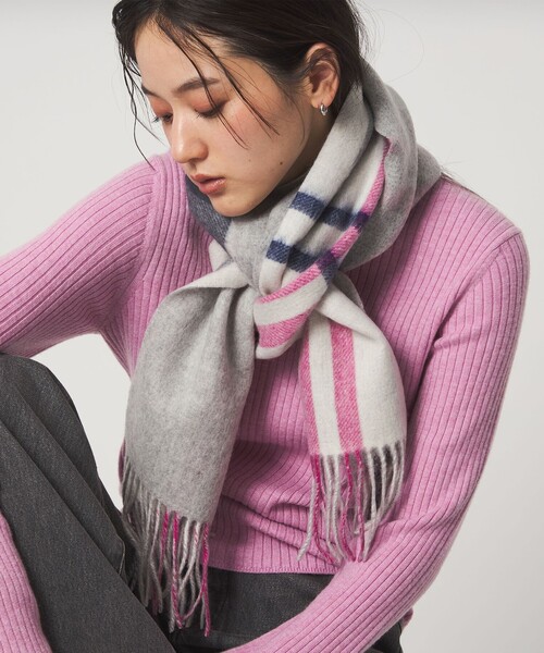 セール】ウールリバーシブル チェックマフラー（マフラー）｜green