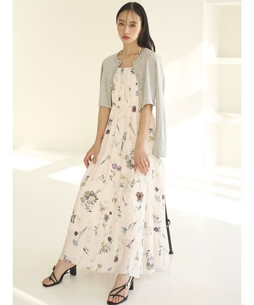 カーデセットフローラルプリントキャミワンピース（ワンピース