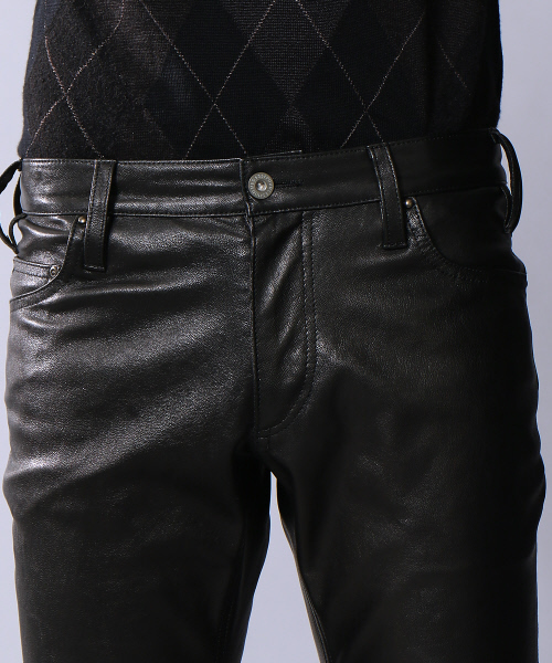 セール】ゴートレザースリムストレートストレッチパンツ（その他パンツ