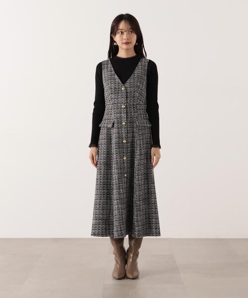 ミックスツイードロングジャンスカ / 1215240104（ワンピース