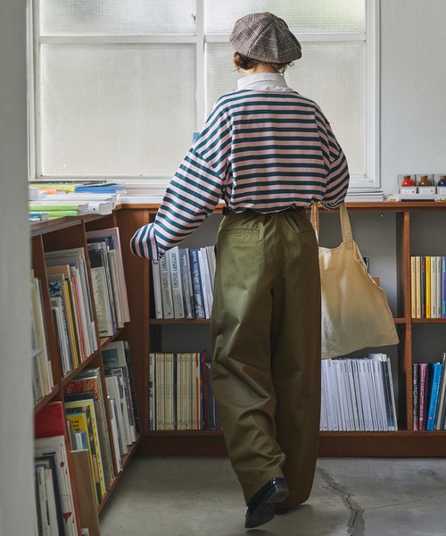 ハイウエストタックワイドストレートチノパンツ MONO-MART LADY'S