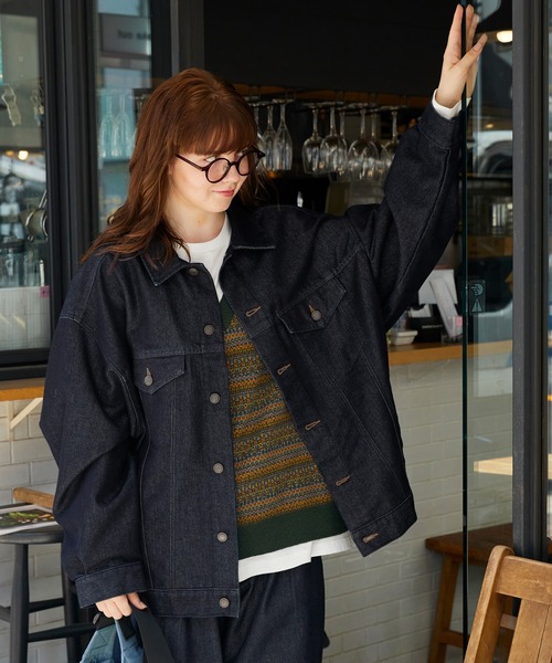 ビッグシルエットシンチバックデザインデニムジャケット MONO-MART
