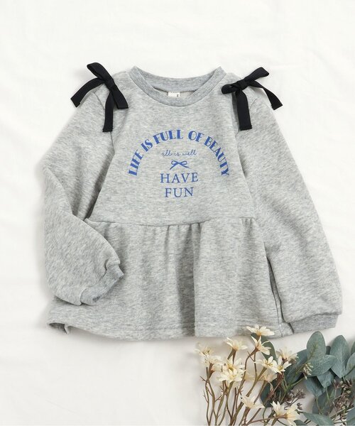 セール】【WEB限定】肩リボンペプラムトレーナー_ジュニア対応