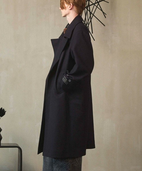 UNISEX》Super140s Prime-Over Melton Double Breasted Coat/プライム