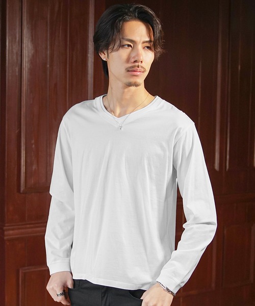 セール】【SOMEDIFF】Luxury 長袖クルーネック/Vネックカットソー