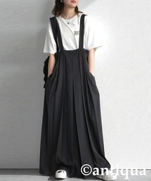 サロペット オールインワン プリーツ」に該当するブラック/黒色系の