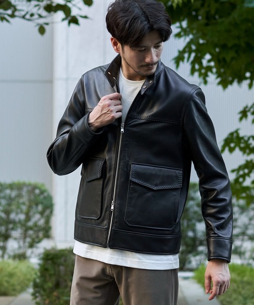 TETE HOMME（テットオム）の「SHEEP LEATHER JACKET / スタンドカラー