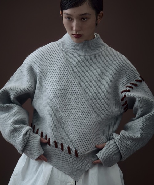 UN3D./アンスリード】《STUDIOUS別注》Asymmetrical Stitch Rib knit