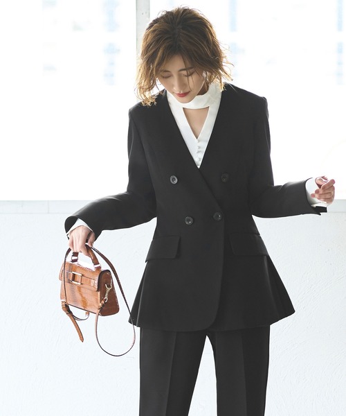 バッククロスケープダブルブレストジャケット＆ストレートパンツ