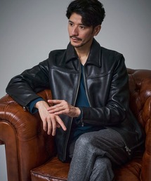 TETE HOMME（テットオム）の「キルティングレザーブルゾン（ライダース