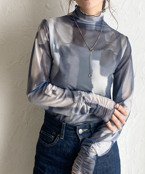 She's Closet（シーズクローゼット）の「ニュアンス柄長袖メッシュ