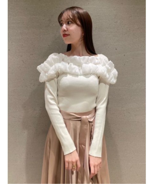 SNIDEL（スナイデル）の「デザインフリルニットTOPS（ニット/セーター