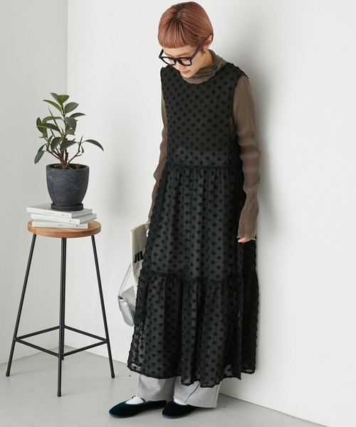 forksy.】シアードットジャガードワンピース（ワンピース）｜forksy