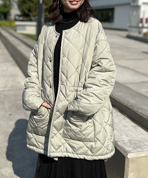 セール】キルティングノーカラージャケット（ダウンジャケット/コート